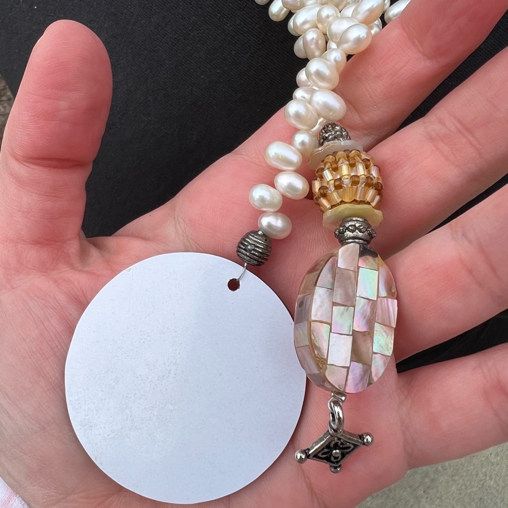 Freshwater pearl lariat necklace 36 inches - Picture 7 of 14